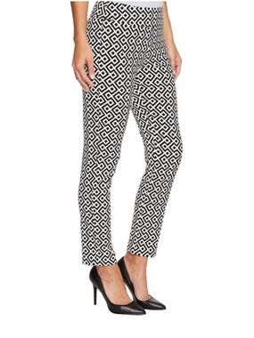 Krazy Larry Pull-On Ankle Pant White Black‎ Geometric Print size 8